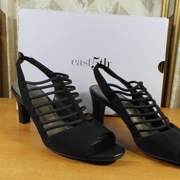 east 5th Women's Neville Heeled  Black Sandals Dress Shoes - Picture 7 of 7